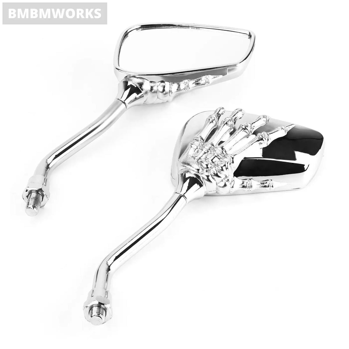 1 Pair M10 M8 Chrome Skull Handlebar Rearview Mirror Vespa