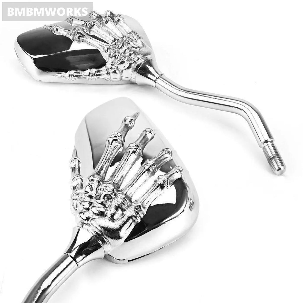 1 Pair M10 M8 Chrome Skull Handlebar Rearview Mirror Vespa