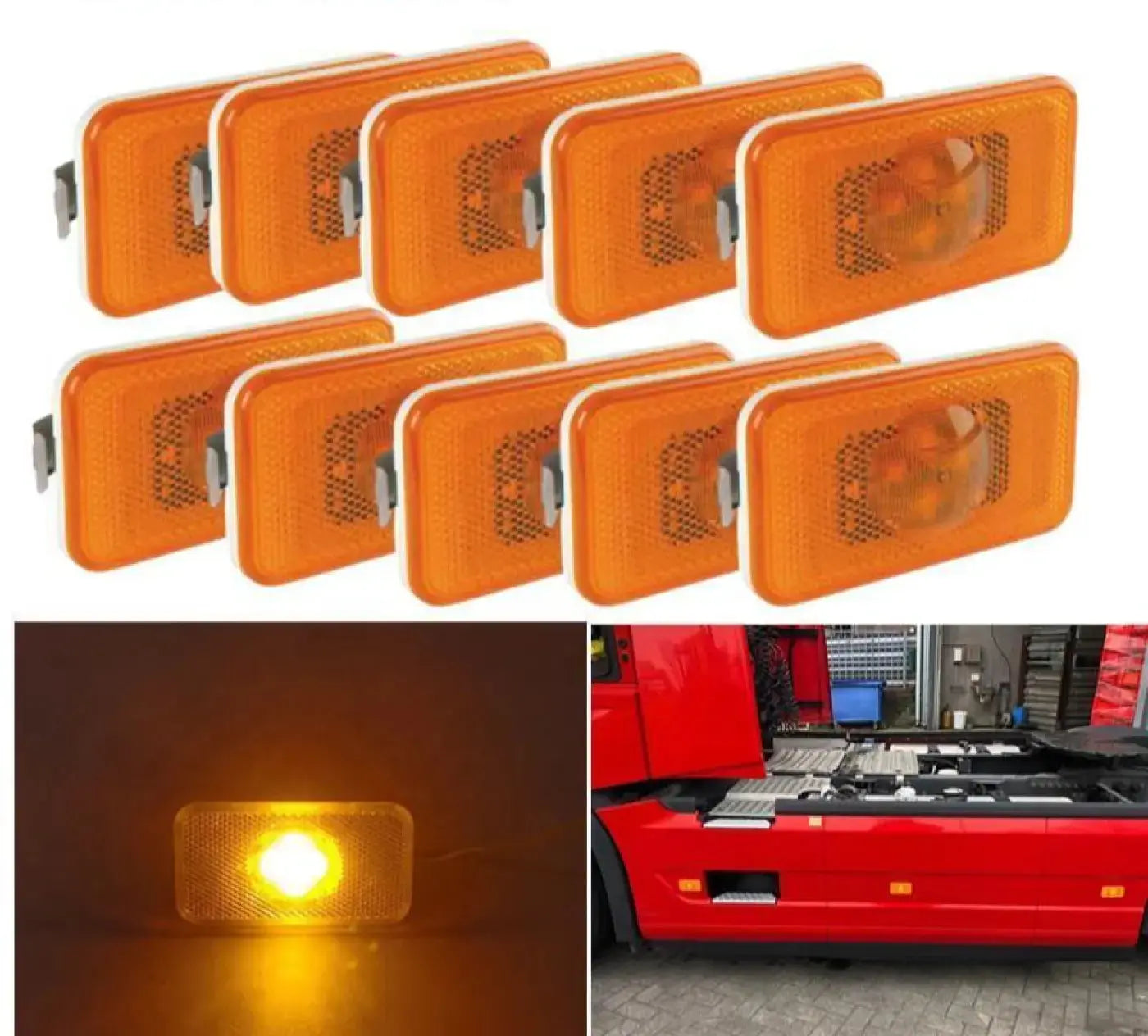 10Pcs 24V Truck Led Amber Side Marker Lights Renault Volvo Fm Fh 20789440