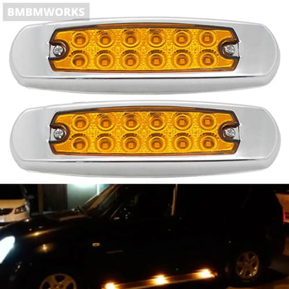 10Pcs Led Yellow Side Marker Thin Light Chrome Freightliner Dimension 24V