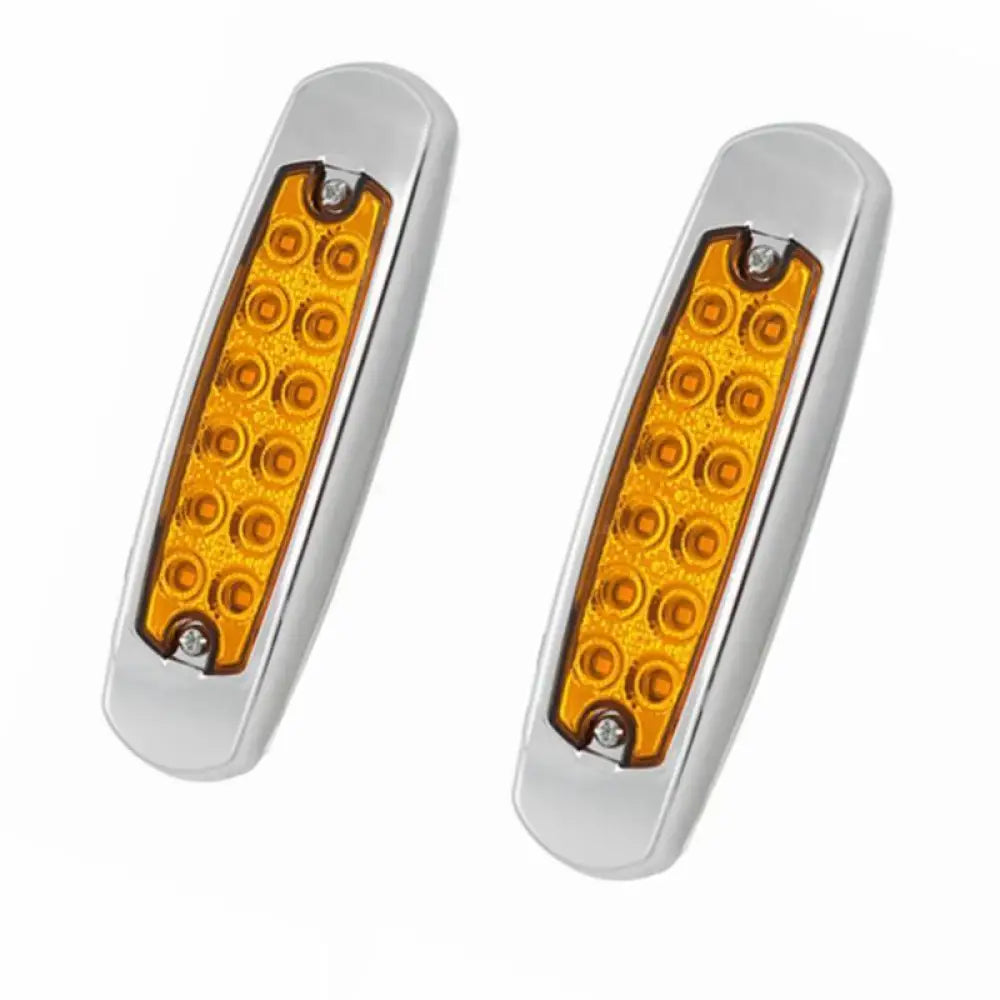 10Pcs Led Yellow Side Marker Thin Light Chrome Freightliner Dimension 24V