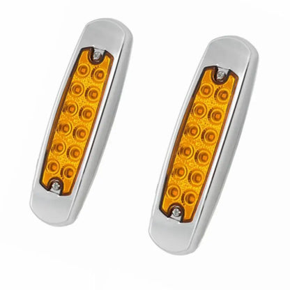 10Pcs Led Yellow Side Marker Thin Light Chrome Freightliner Dimension 24V