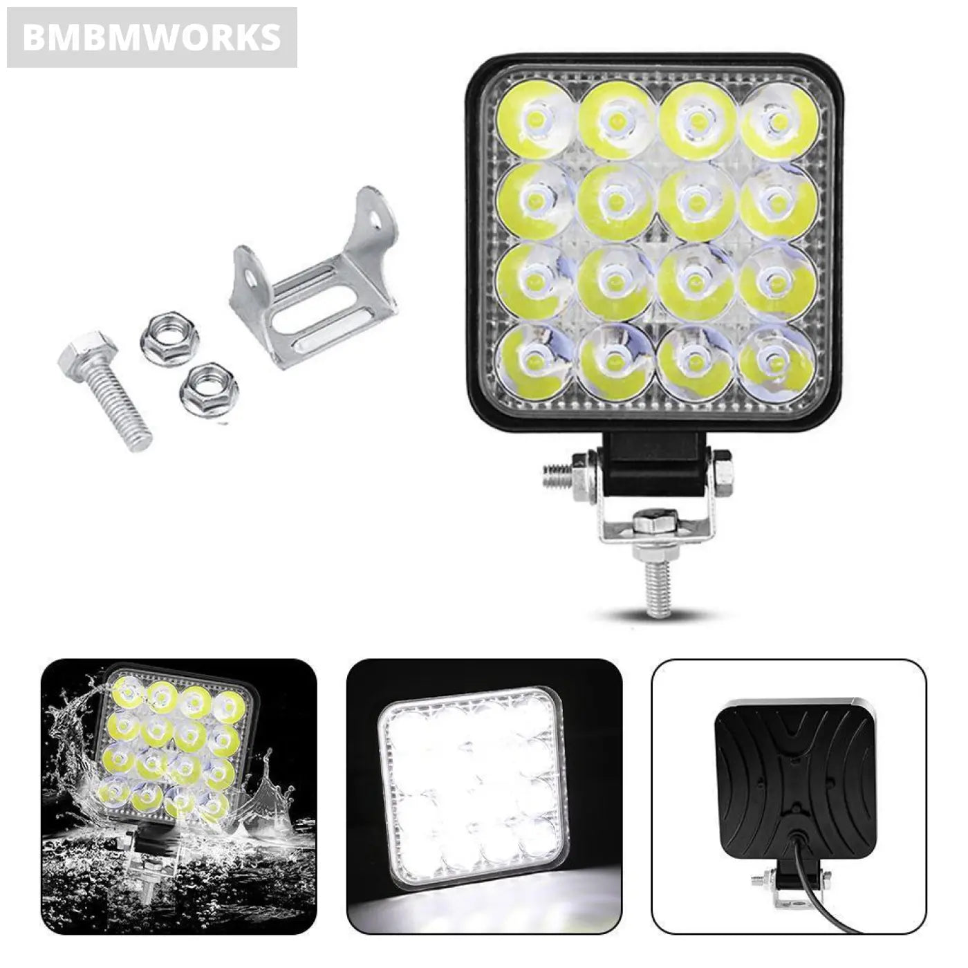 16Led Light Bar Pod Lighting Truck Off Road Tractor Spotlight Night Driving