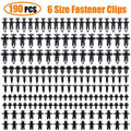 190Pcs Car Retainer Clips 6 Size Plastic Fasteners Kit Auto Trim Panel Clip Mix