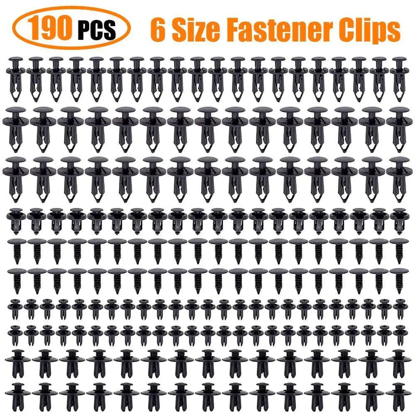 190Pcs Car Retainer Clips 6 Size Plastic Fasteners Kit Auto Trim Panel Clip Mix