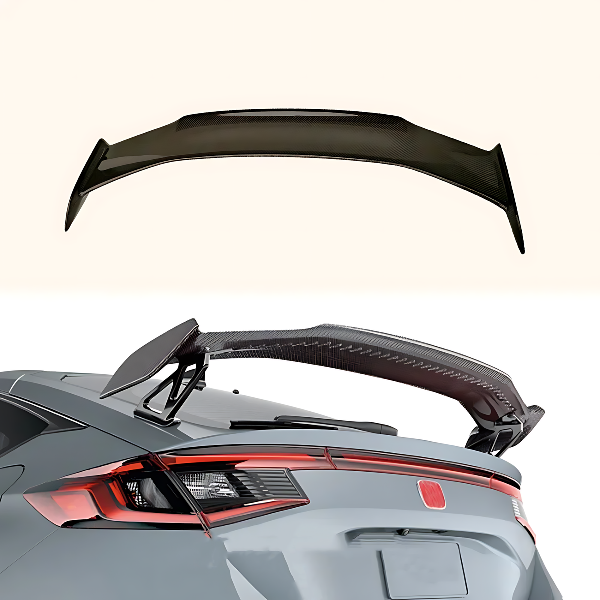 Red Carbon Fiber MD-Style Rear Spoiler Wing for Honda Civic Type R FL5 (2022+) – Aggressive Performance Look BMBMWORKS