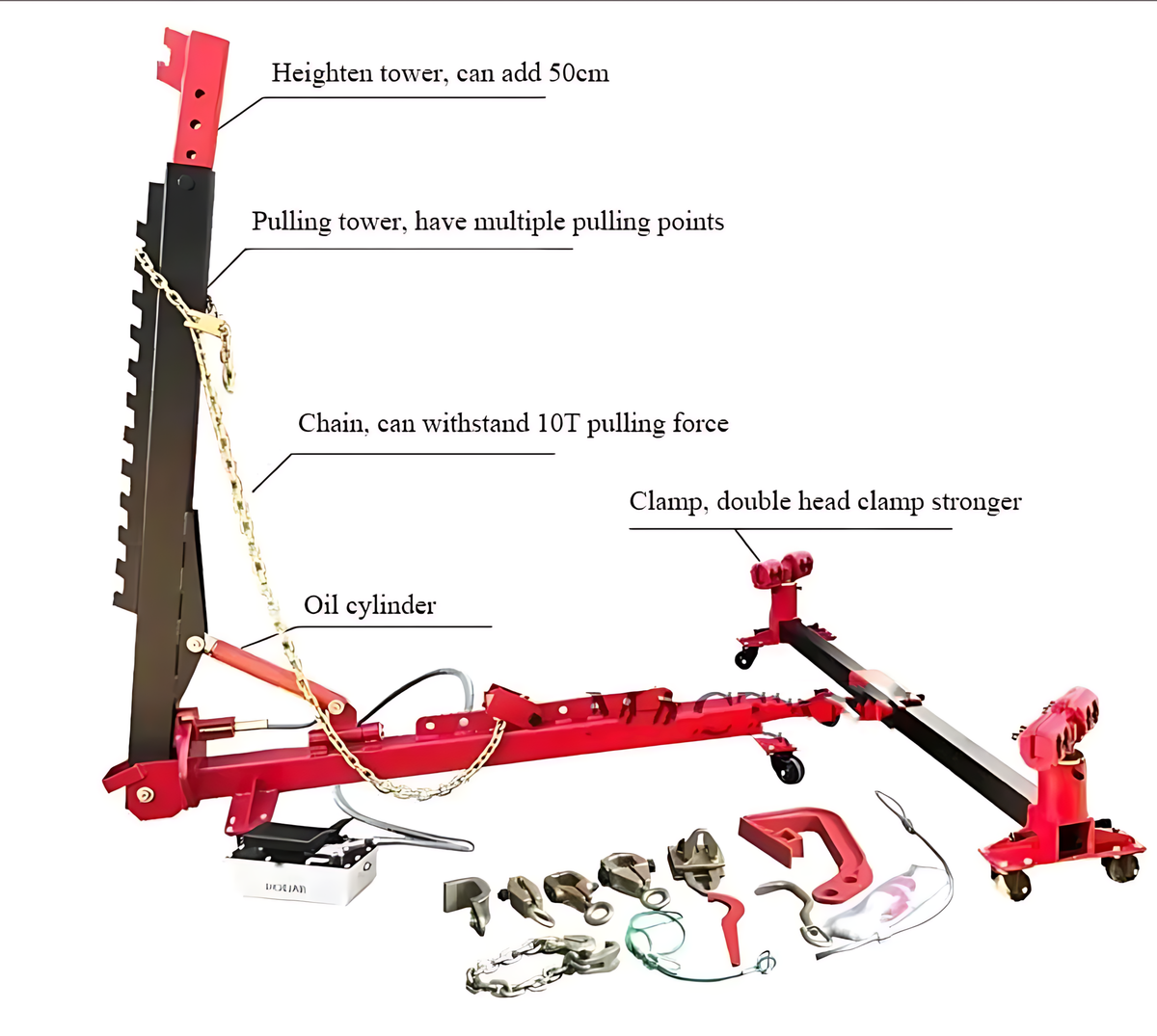 10 kN Pull Pulling Force Frame Machine – 0.65 MPa Hydraulic, 360° Pull Alignment Bench BMBMWORKS