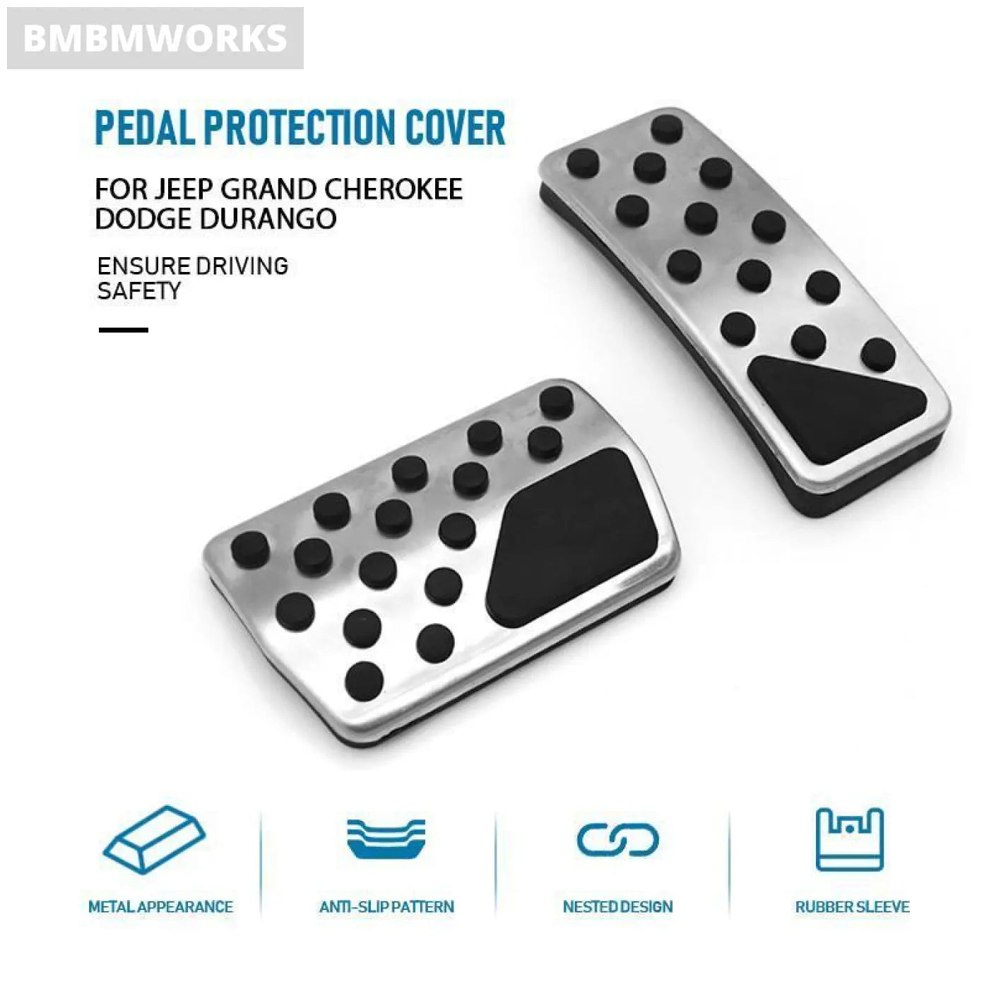 1Set Gas Brake Pedal Cover Jeep Grand Cherokee Dodge Durango 2011-2018