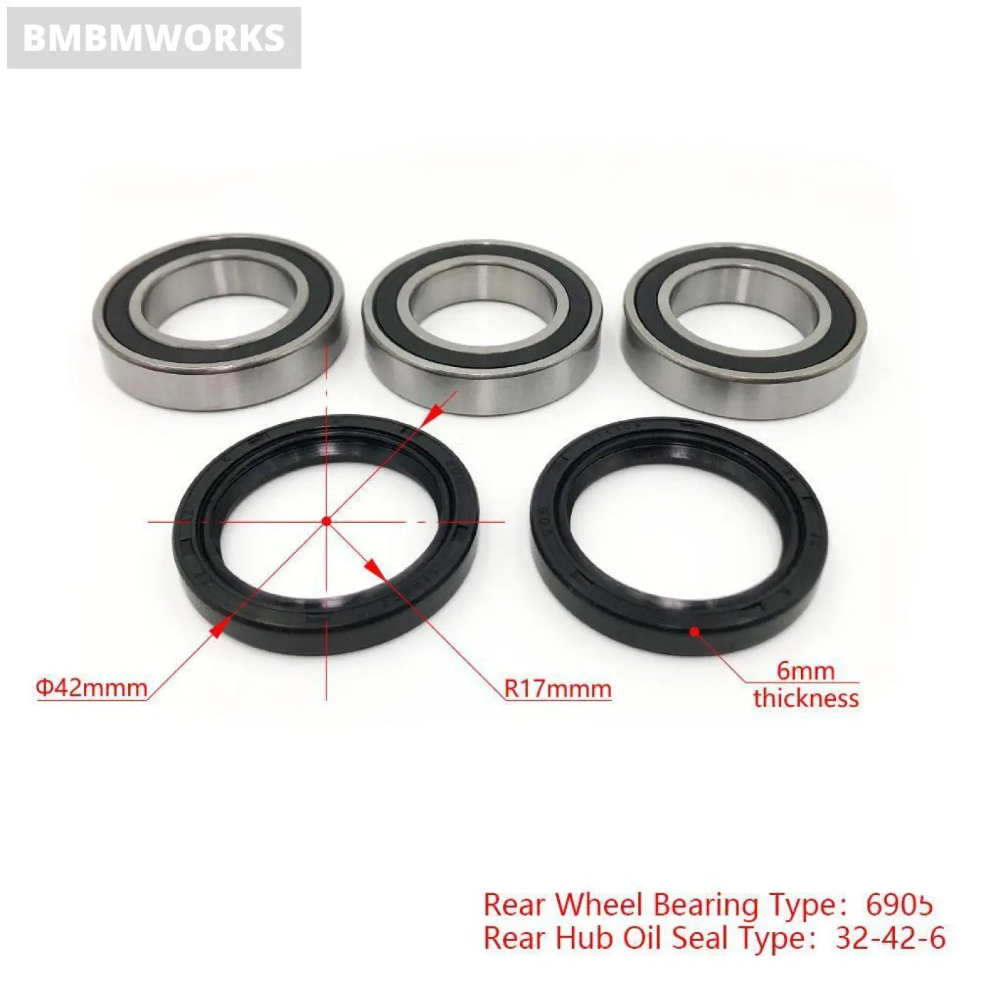 1Set Rear Wheel Hub Oil Seal Bearing Yamaha Yz250F Yz450F Yz250Fx Off-Road Moto