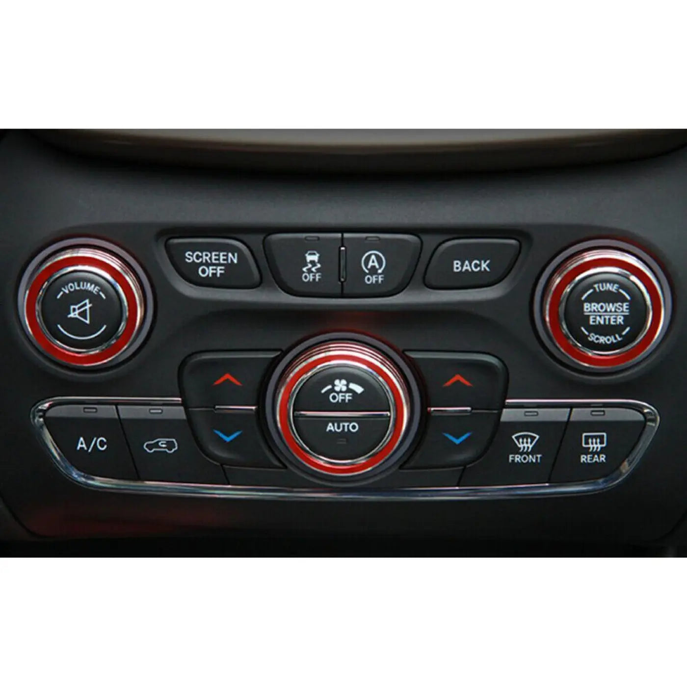 1Set Red Interior Front Audio Ac Switch Button Knob Ring Dodge Durango 2014-2019
