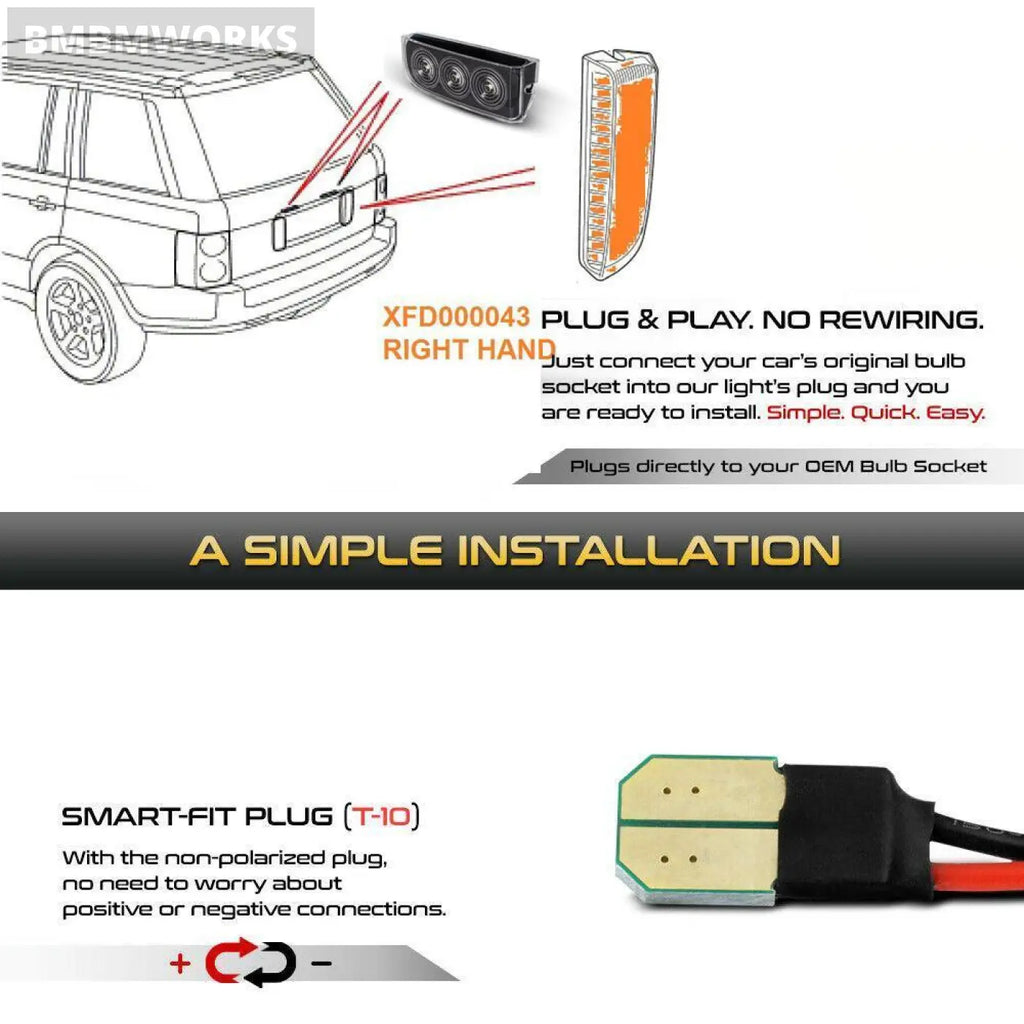 2 Pcs Led Backup Reverse Lights Rear Lamps Land Rover Range L322 Xfd000043