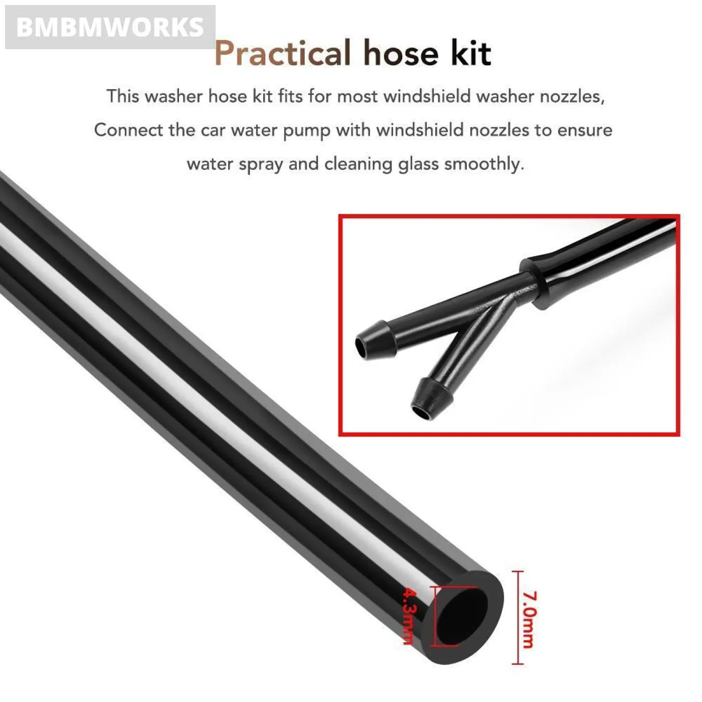 2M 3.5Mm Windshield Washer Nozzle Hose Tube Pipe Alfa Romeo 159 147 Saab 93 95
