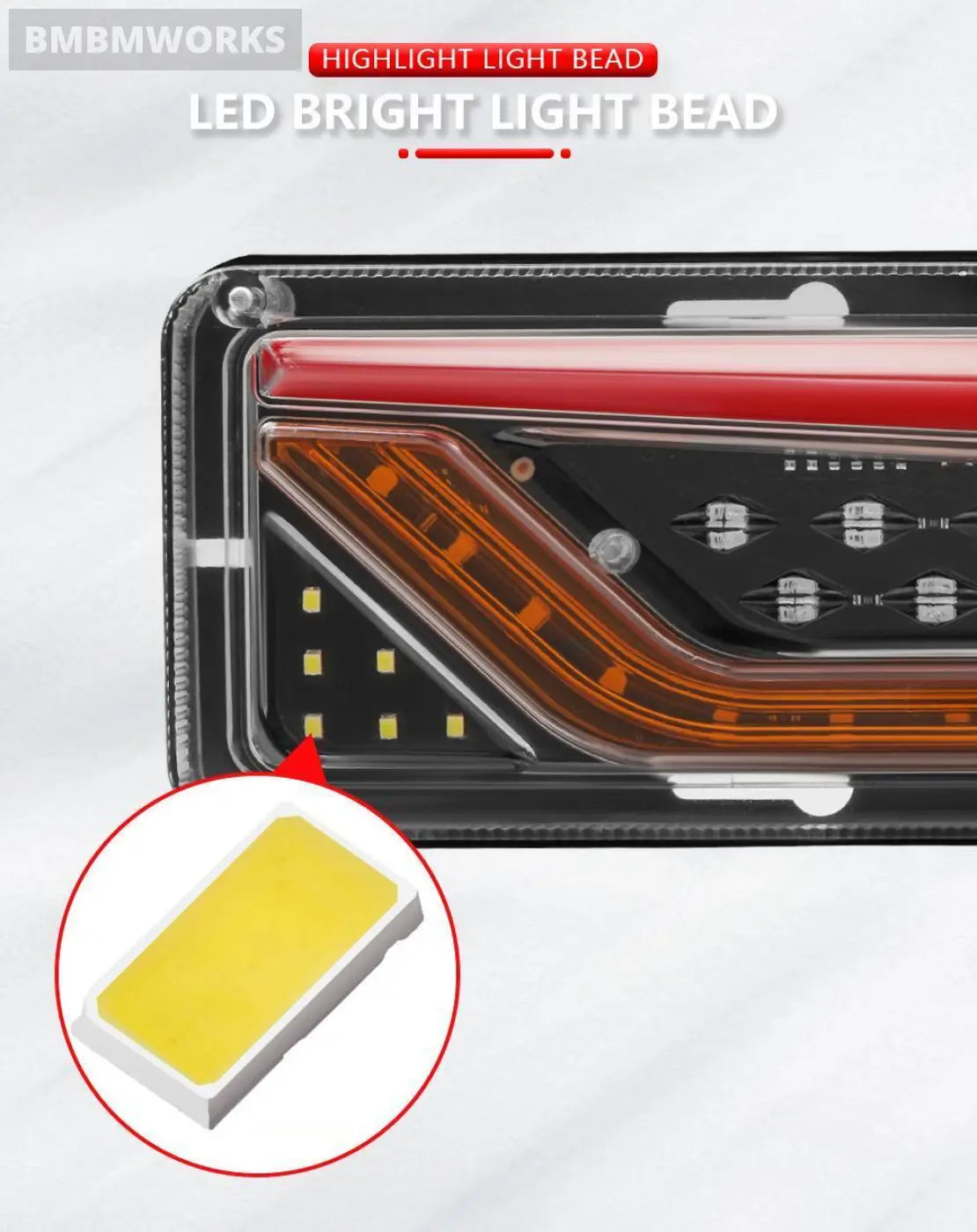 2Pcs 12V-24V Truck Trailer Lights Led Strips Turn Signal Lamp Rear