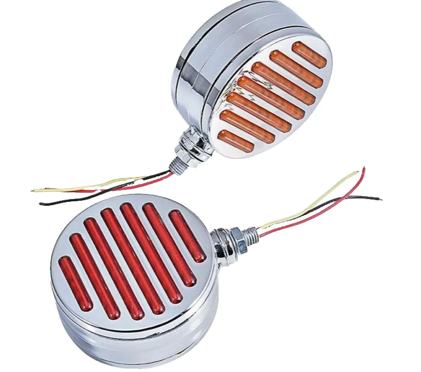 2Pcs 12V Double Face Light 98 Led 4’ Round Red Amber Volvo Truck Freightliner