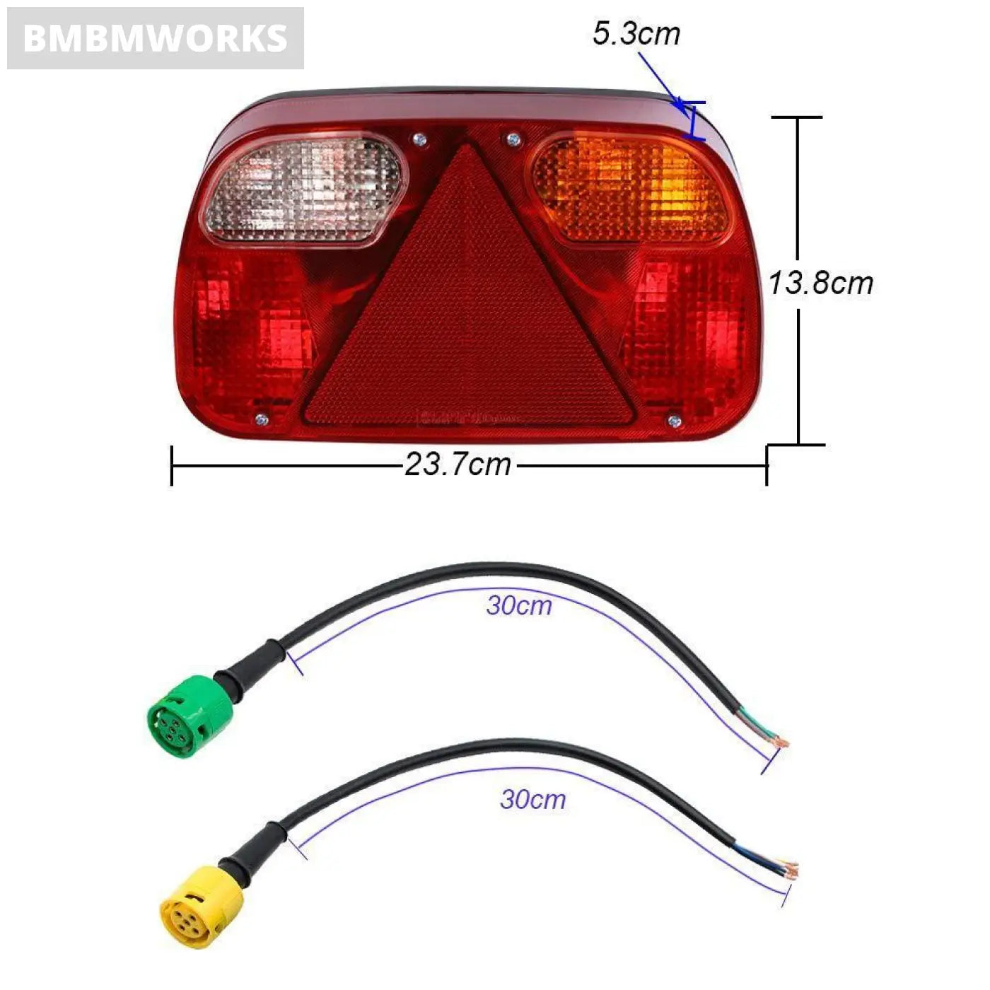 2Pcs 30Cm Long Trailer Rear Lights Set Wiring Harness Light 5 Core Cable