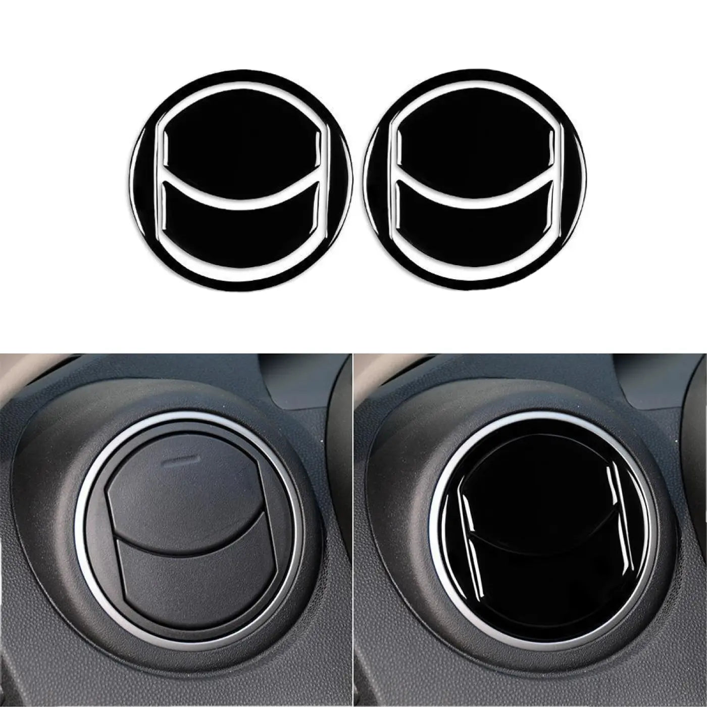 2Pcs Air Conditioning Vent Piano Black Decorative Sticker Mazda 3