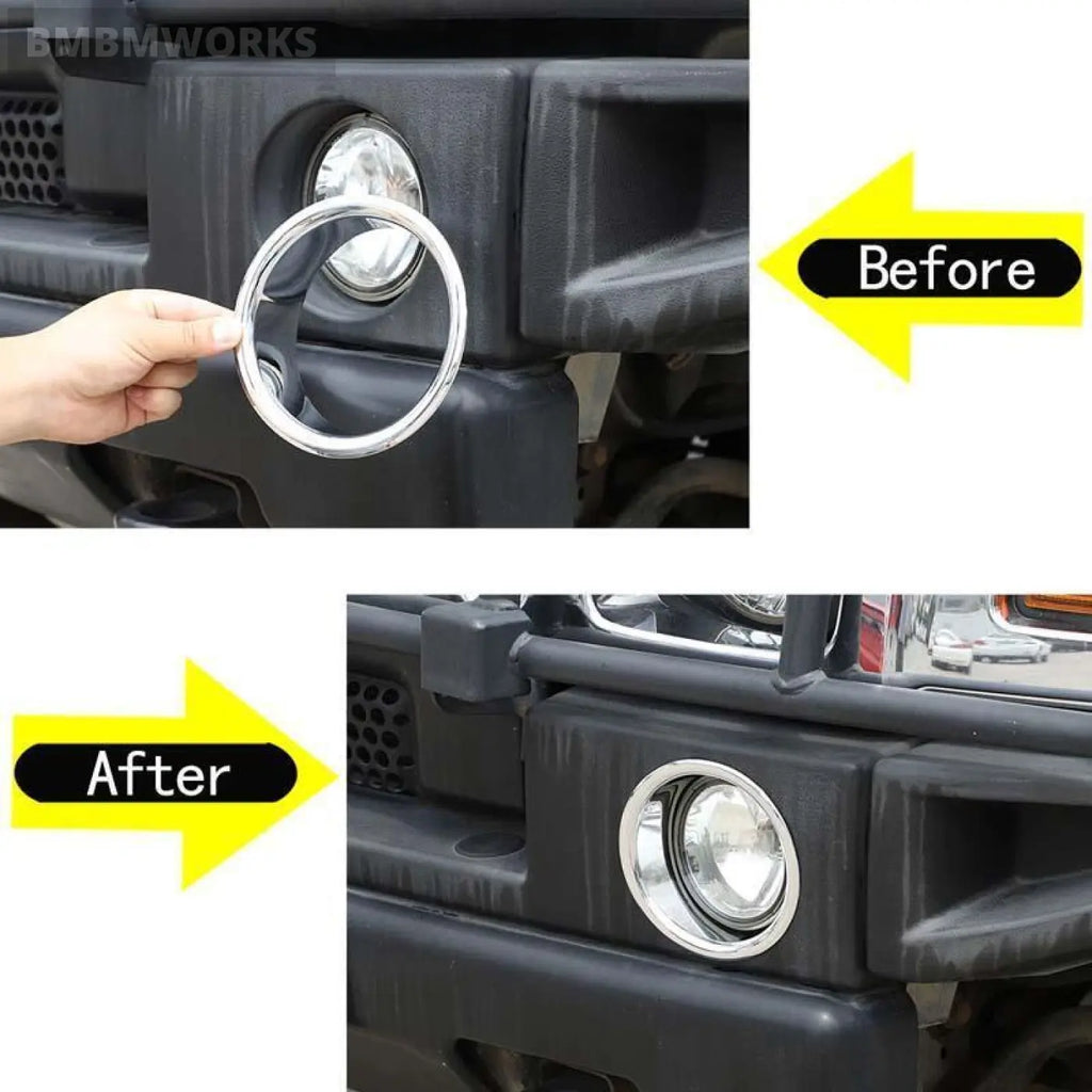 2Pcs Bright Silver Front Fog Lamp Light Molding Rings Trim Hummer H2 2003-2009