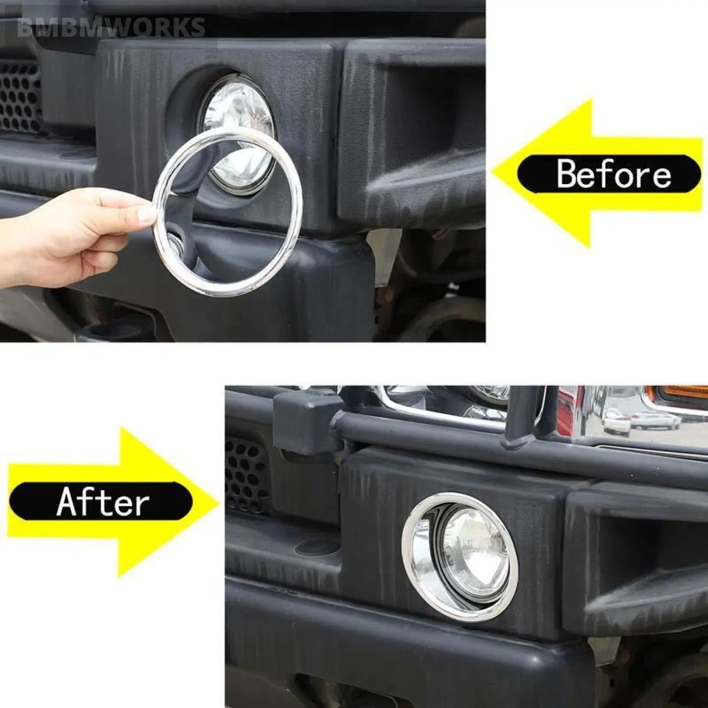 2Pcs Bright Silver Front Fog Lamp Light Molding Rings Trim Hummer H2 2003-2009