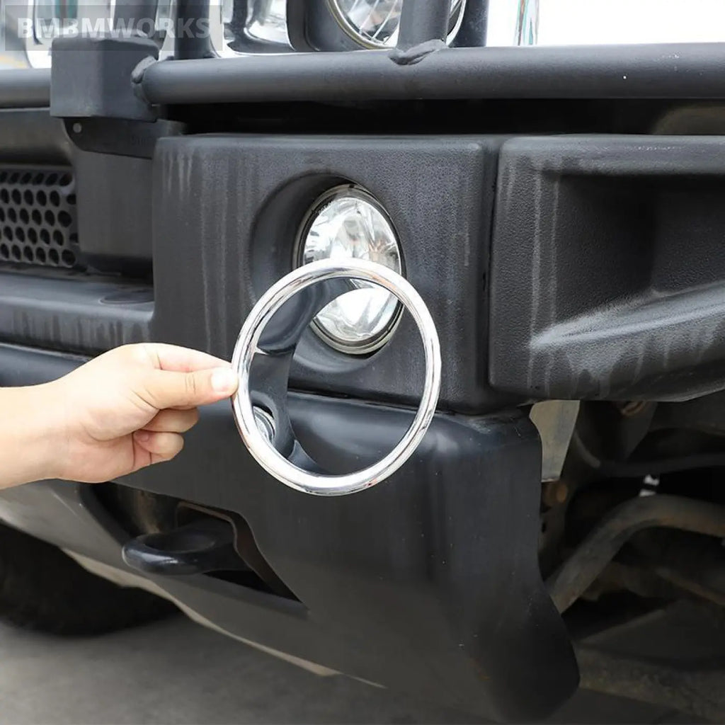 2Pcs Bright Silver Front Fog Lamp Light Molding Rings Trim Hummer H2 2003-2009