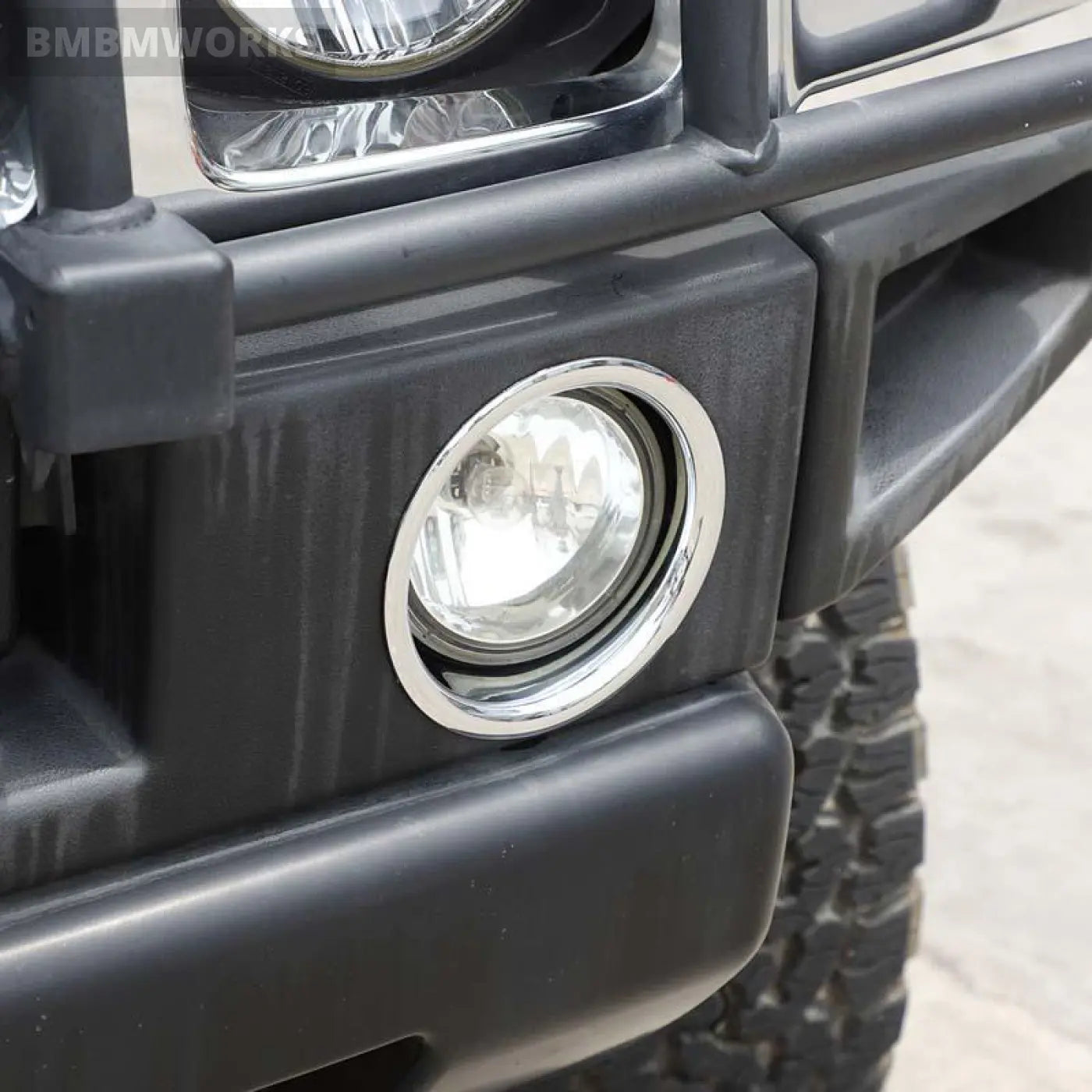 2Pcs Bright Silver Front Fog Lamp Light Molding Rings Trim Hummer H2 2003-2009