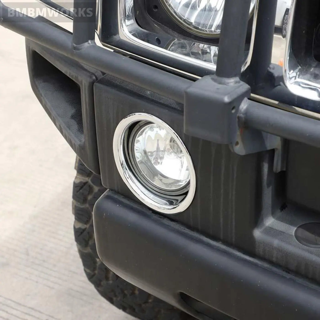 2Pcs Bright Silver Front Fog Lamp Light Molding Rings Trim Hummer H2 2003-2009