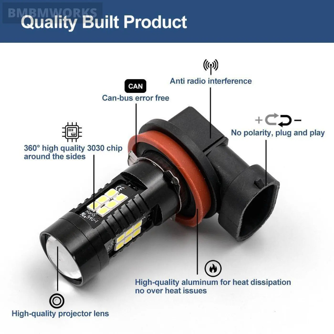 2Pcs Canbus Led Fog Lamp Bulbs Headlight Fiat 500X 14- 500L 12-19 Bravo Ii