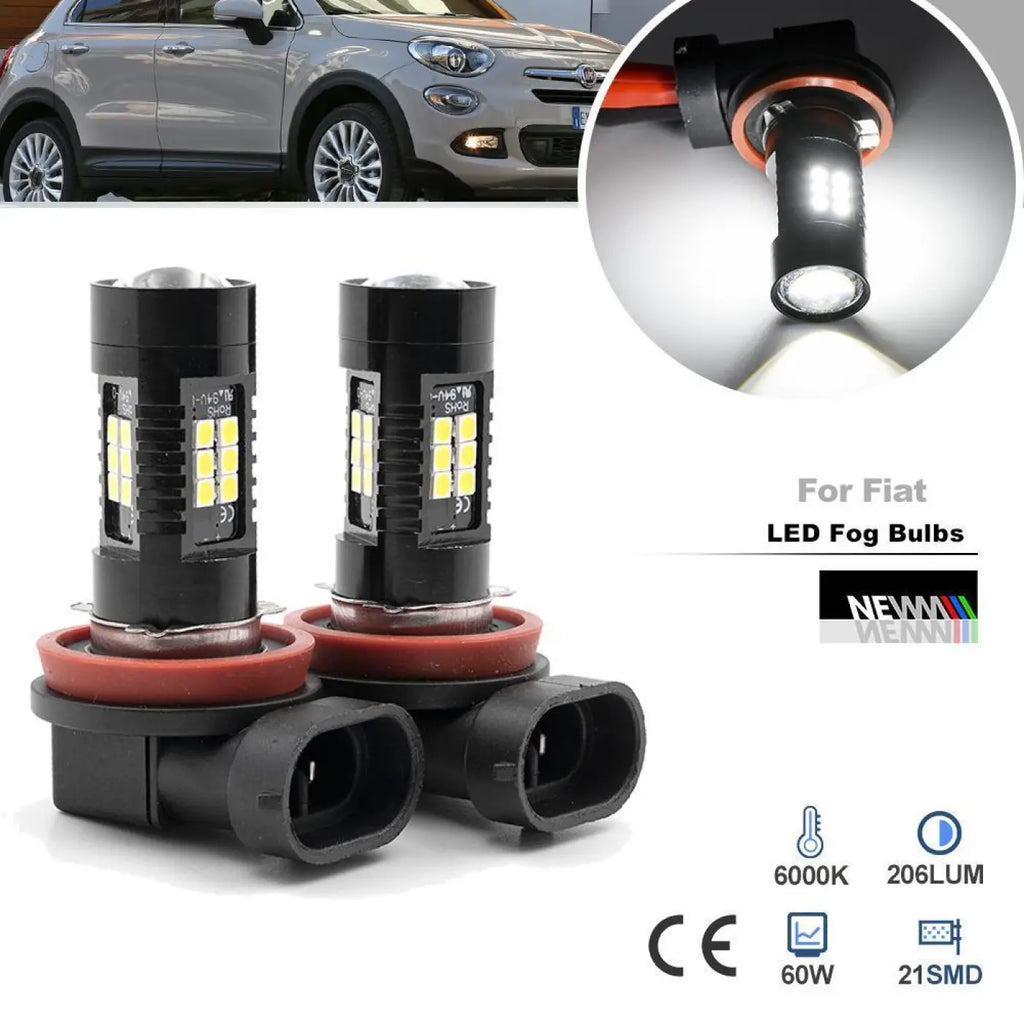2Pcs Canbus Led Fog Lamp Bulbs Headlight Fiat 500X 14- 500L 12-19 Bravo Ii