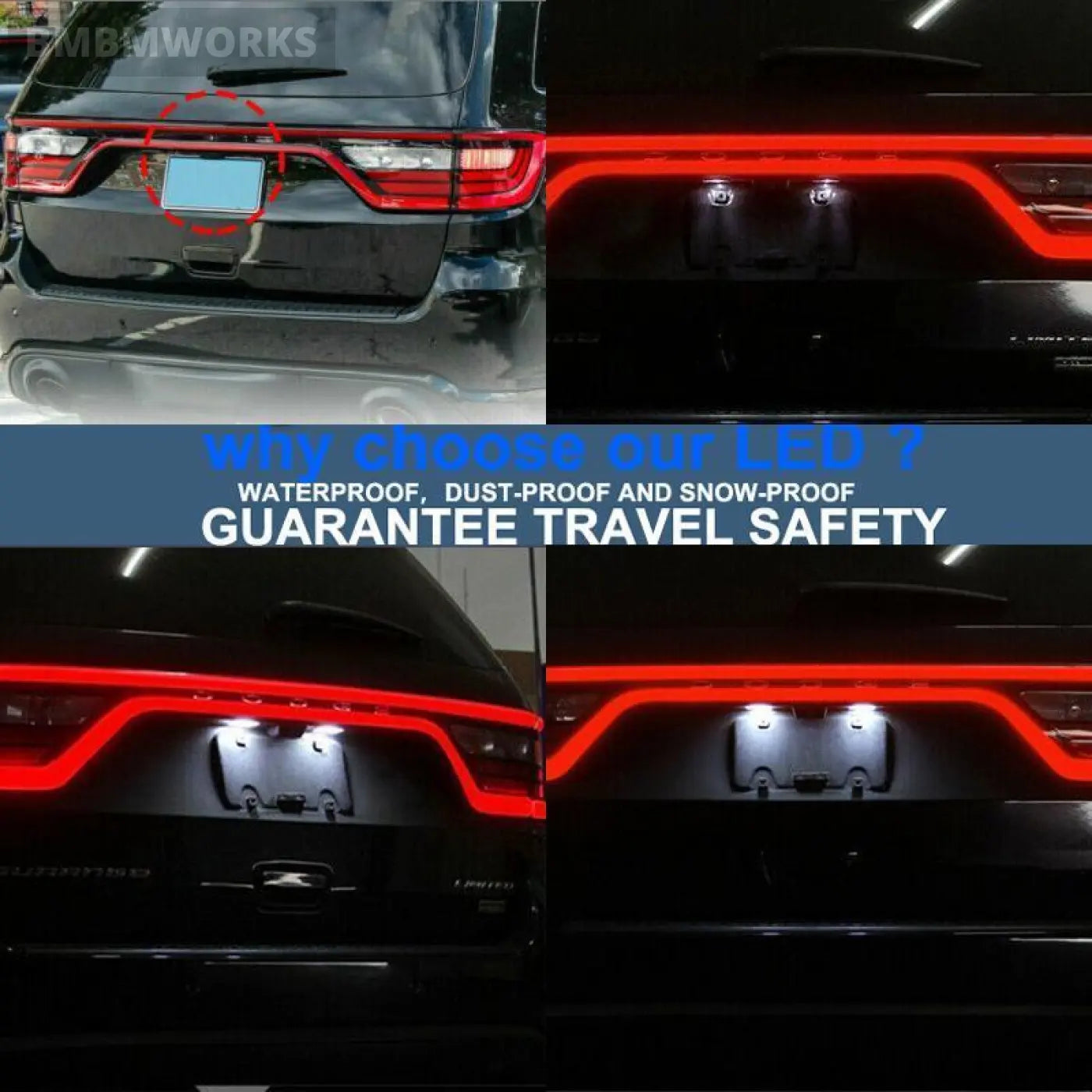 2Pcs Canbus Led License Plate Lights Dodge Durango 2014-2021 68370520Aa