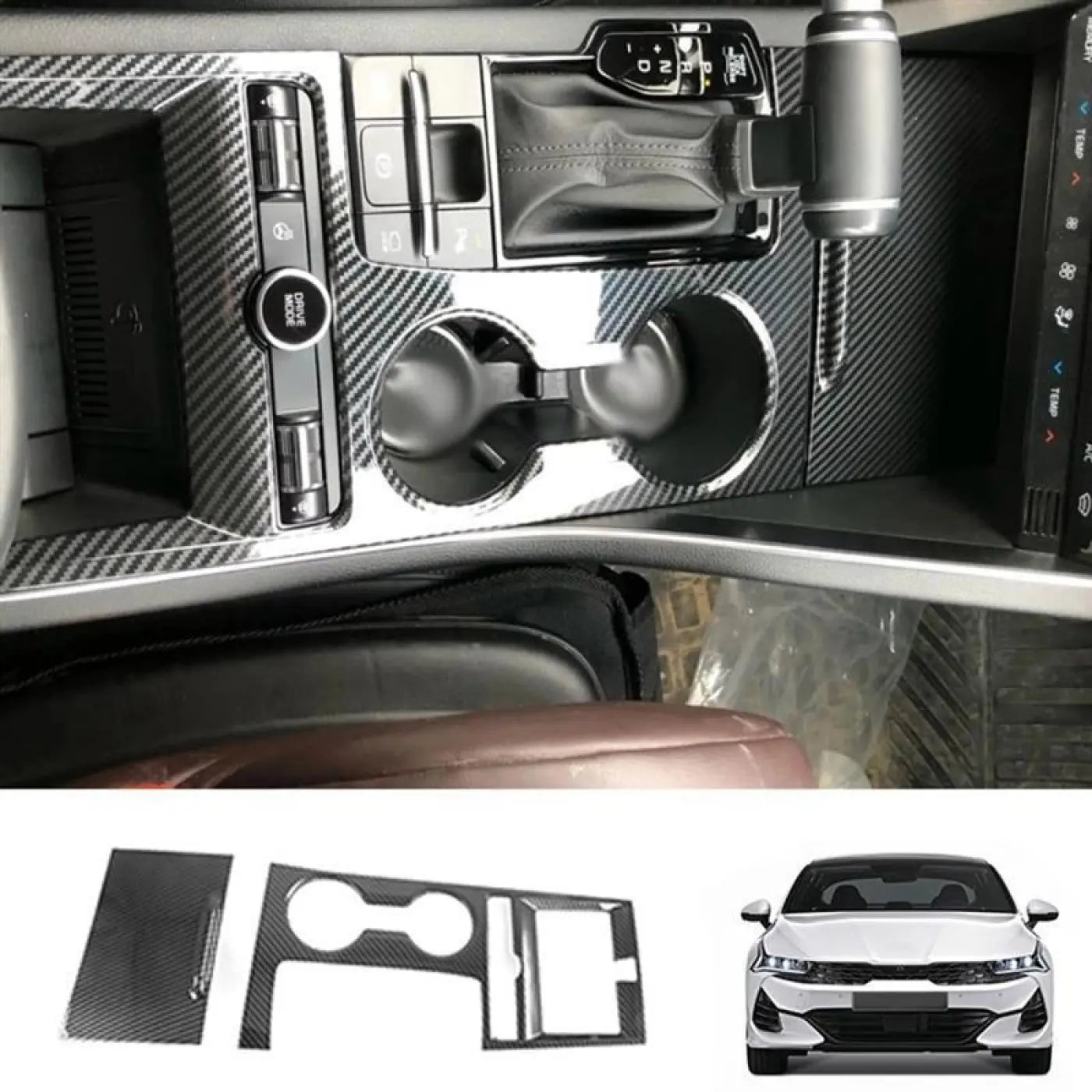 2Pcs Carbon Fiber Center Console Gear Shift Panel Kia K5 2020 2021 2022