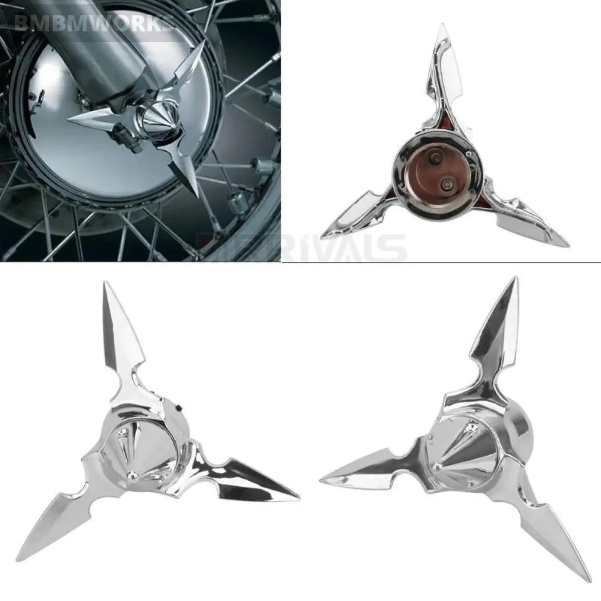 2Pcs Chrome Black Skull Spun Blade Axle Caps Cover Harley Sportster Dyna Softail
