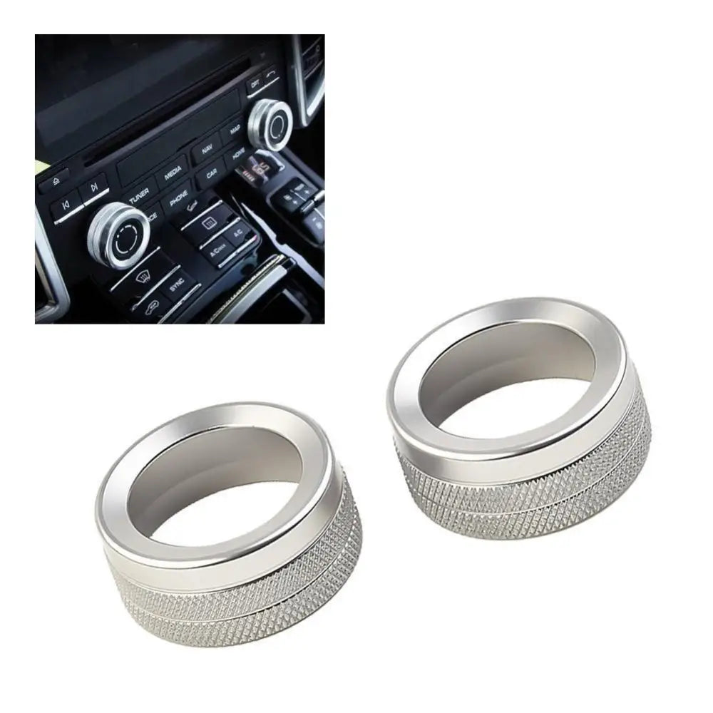 2Pcs Chrome Silver Volume Radio Knob Cover For Porsche 911 Cayenn Macan 718