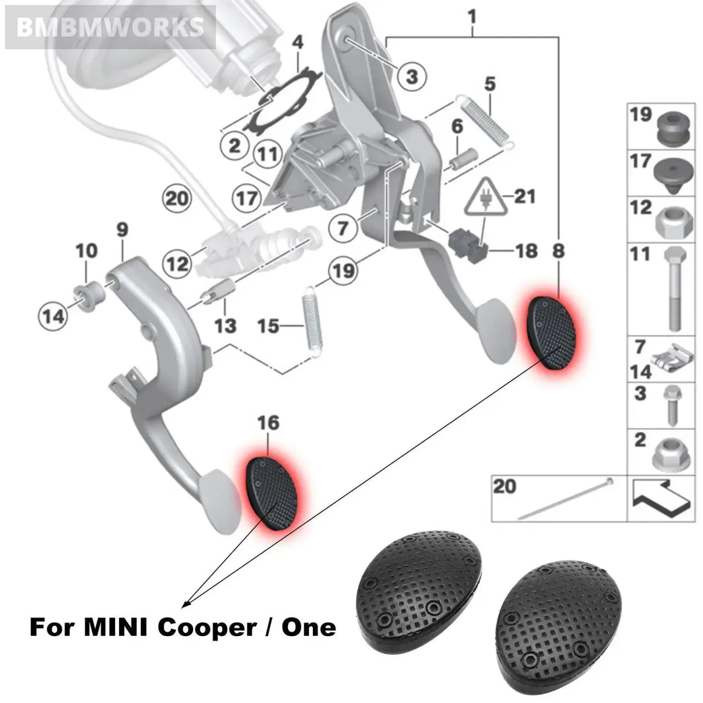 2Pcs Clutch Brake Rubber Pedal Covers Pads Cooper One S R50 R53 R55 R56 R60 F55