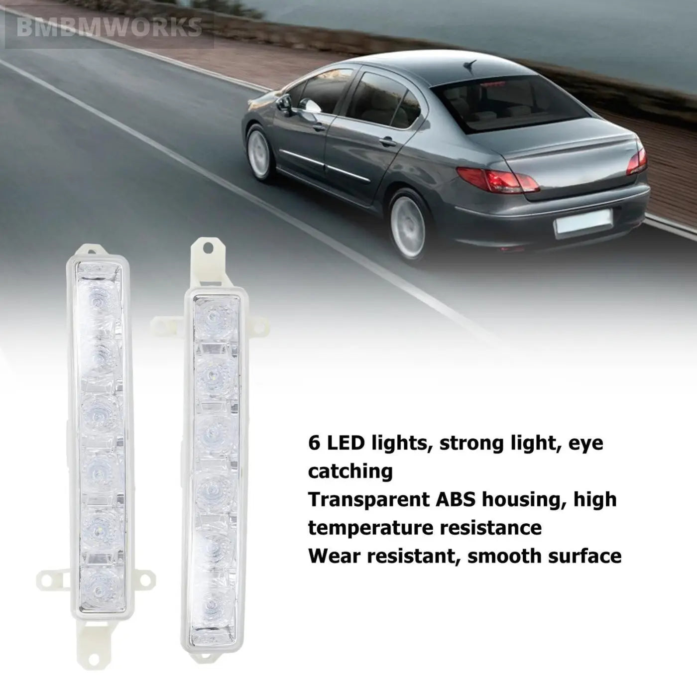 2Pcs Daytime Running Light Bright Heat Resistant Peugeot 301 308S 408