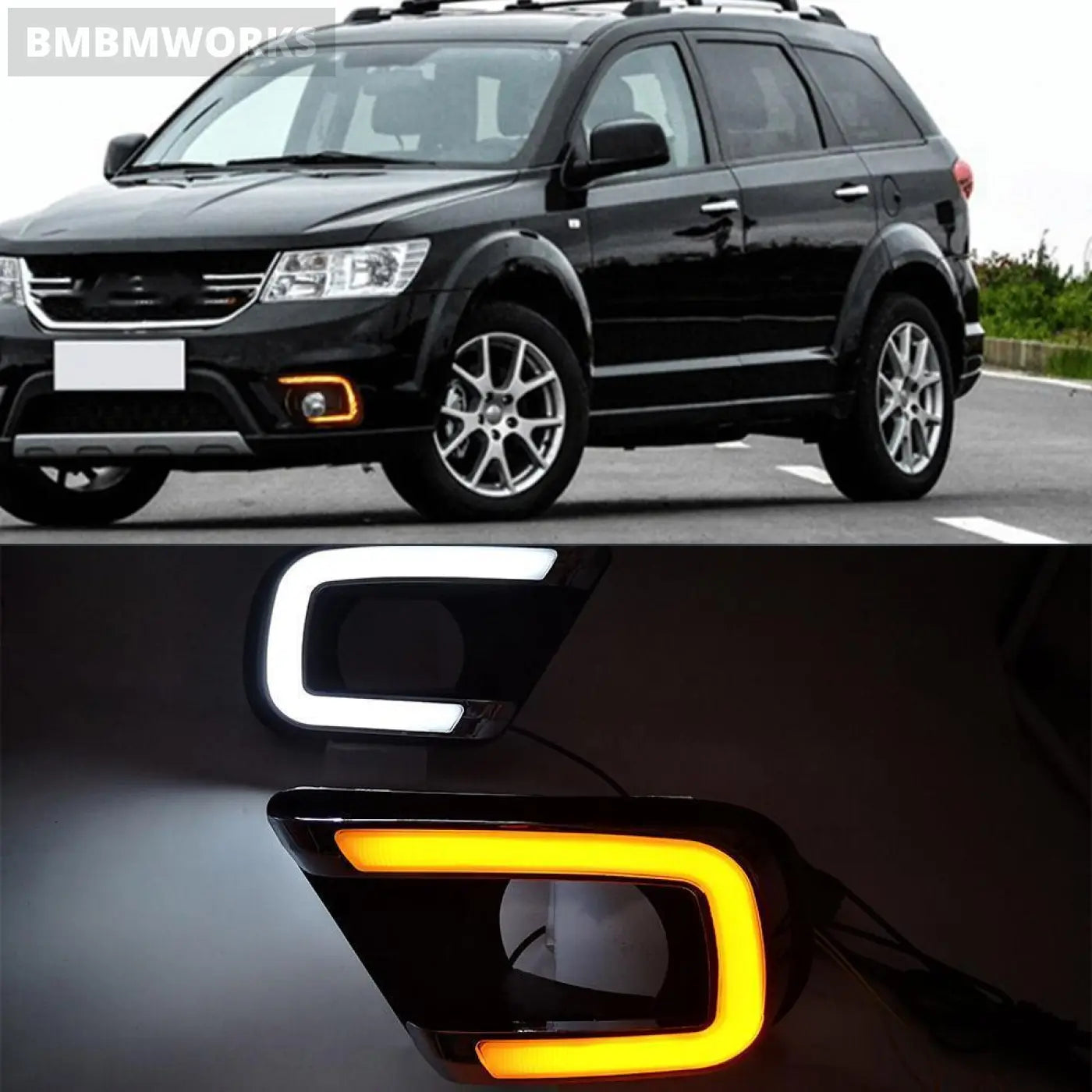 2Pcs Daytime Running Light Fog Lamp Hole Turn Signal Drl Dodge Journey Fiat