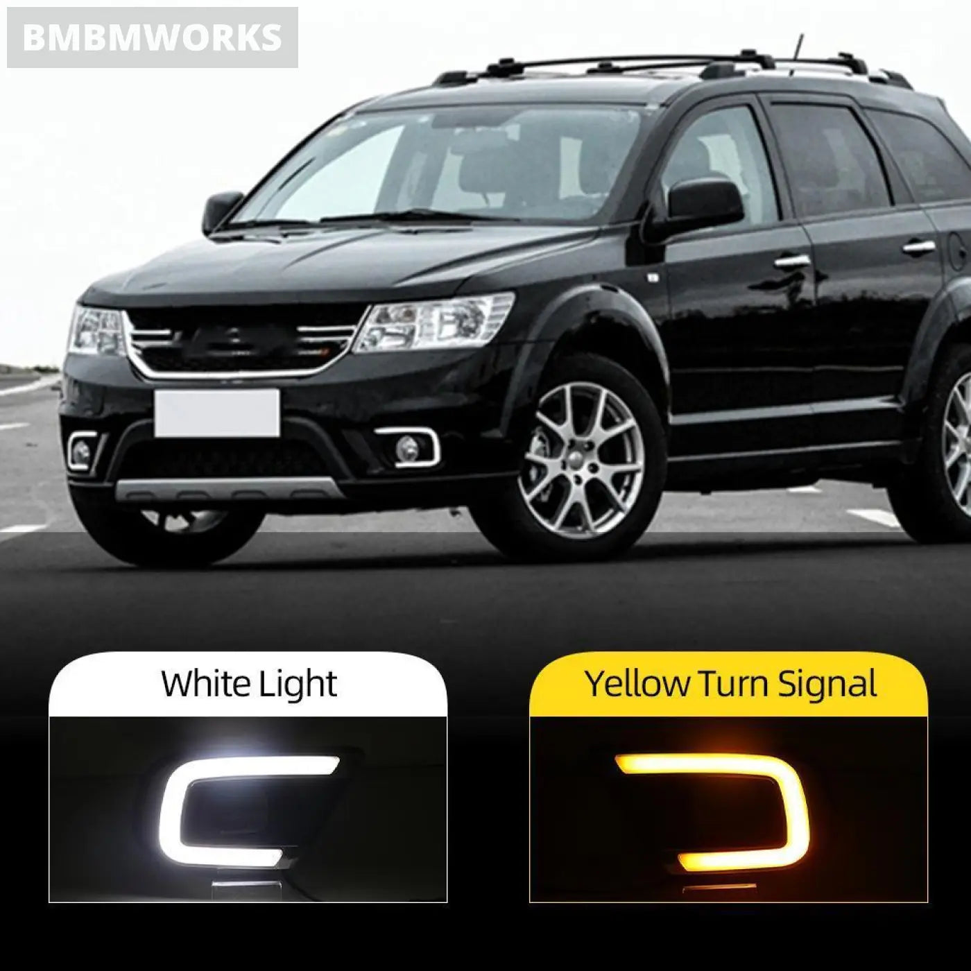 2Pcs Daytime Running Light Fog Lamp Hole Turn Signal Drl Dodge Journey Fiat