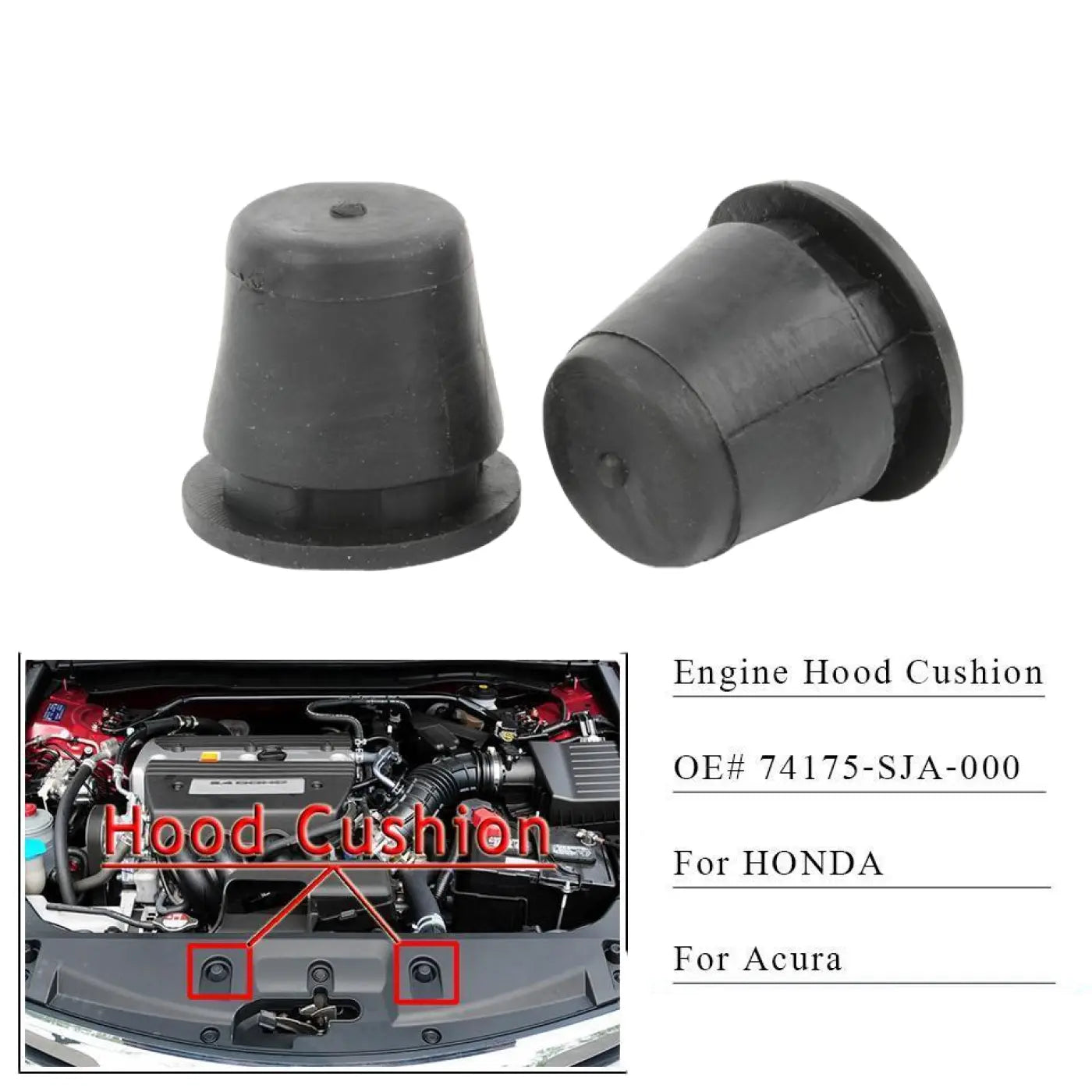2Pcs Engine Hood Rubber Cushion Bonnet Gasket Honda Civic 6-15 City 9-14 Crv7-11