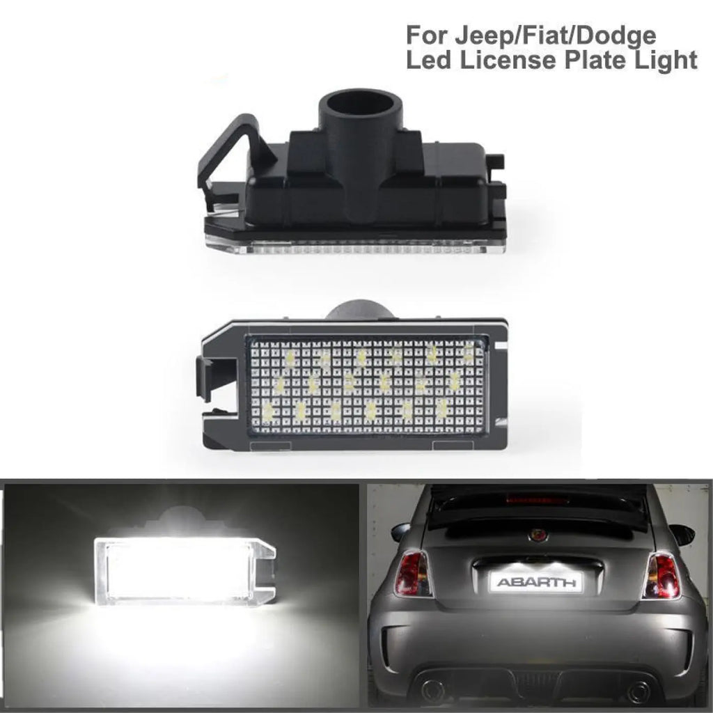 2Pcs Error Free Led License Plate Lights Dodge Viper Fiat 500 Jeep Grandcherokee