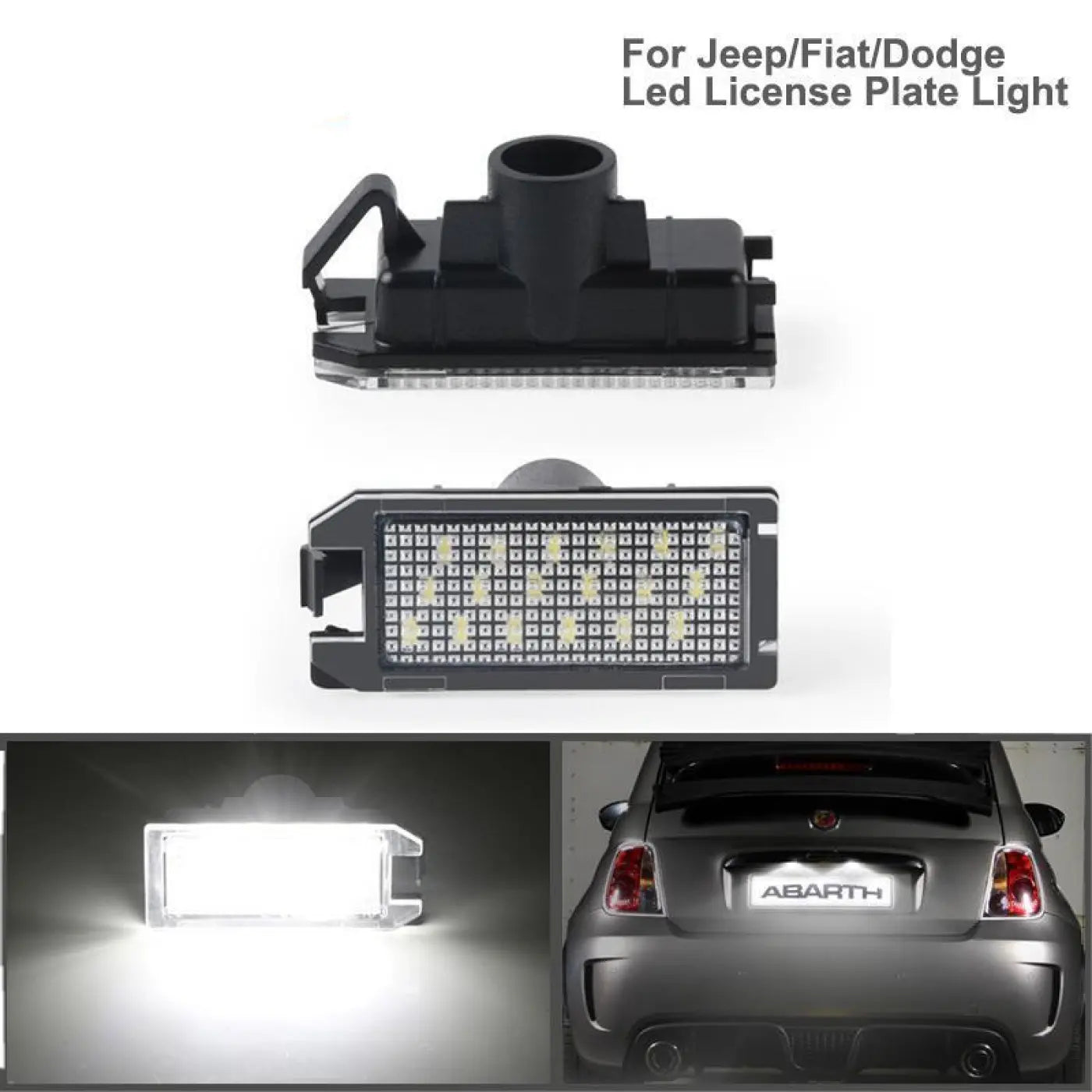 2Pcs Error Free Led License Plate Lights Dodge Viper Fiat 500 Jeep Grandcherokee