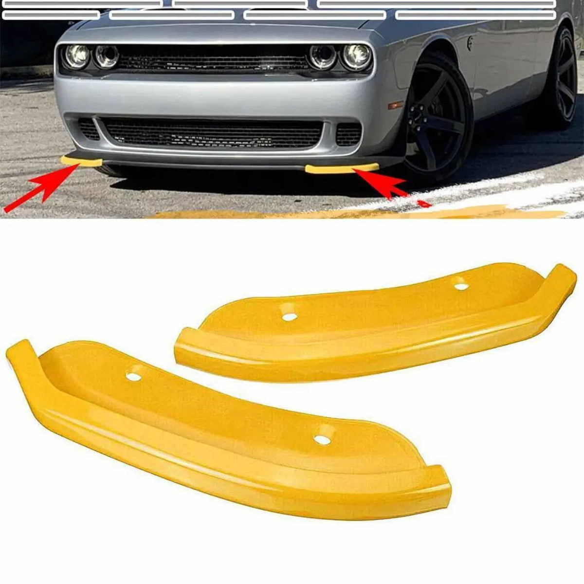 2Pcs Front Bumper Lip Splitter Spoiler Guard Dodge Challenger Srt Hellcat Coupe