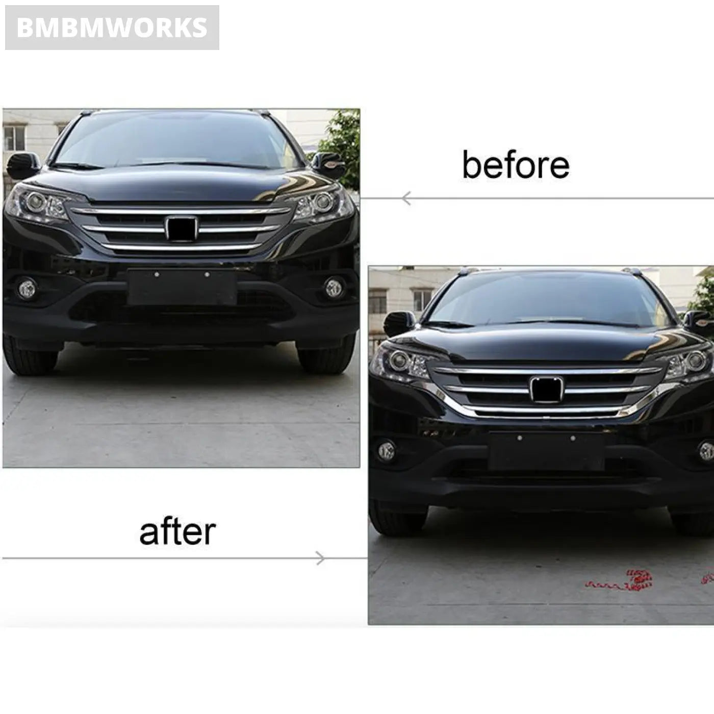 2Pcs Front Center Grille Grill Strip Cover Molding Trim Honda Crv Cr-V 2012-2014