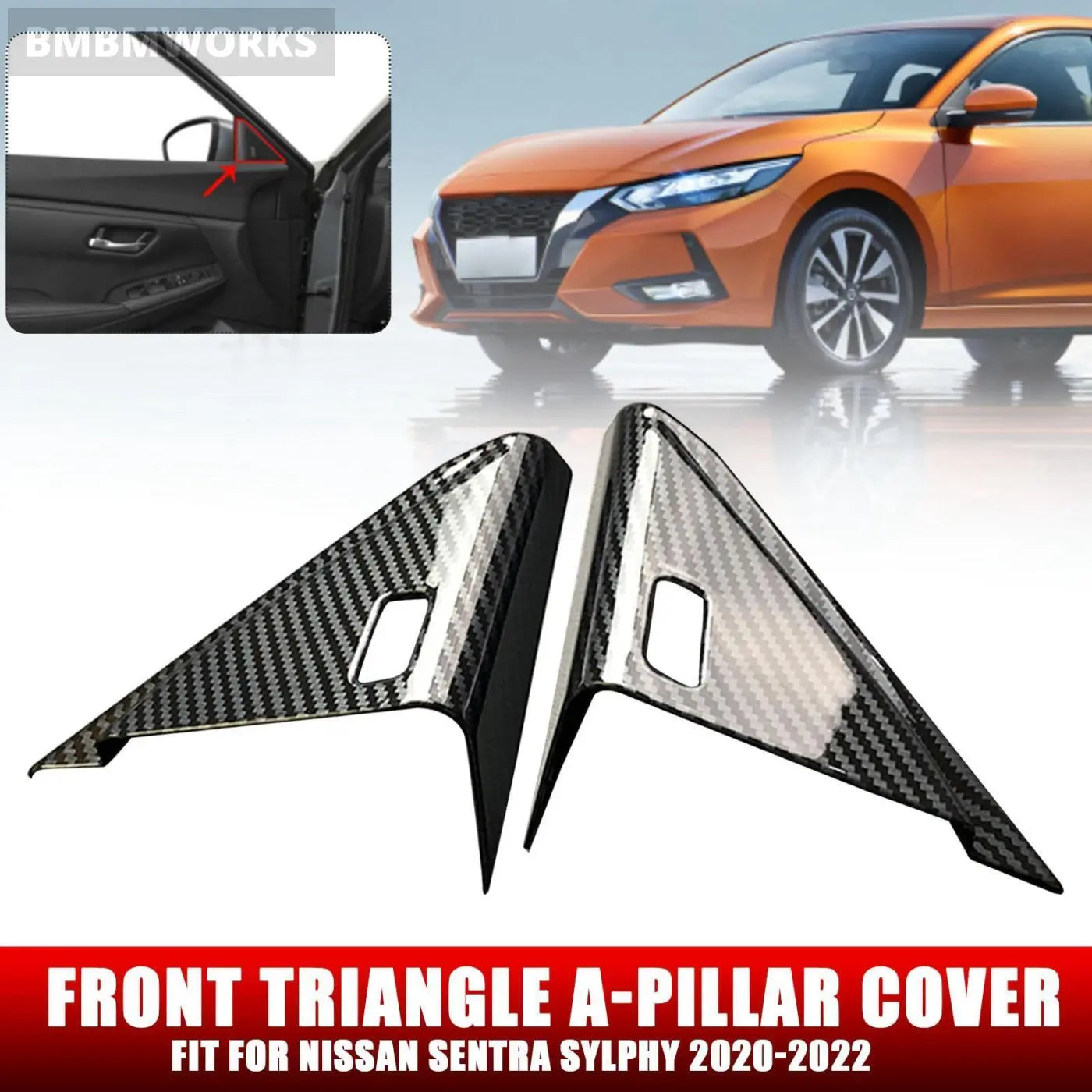 2Pcs Front Triangle A-Pillar Cover For Nissan Sentra Sylphy 2020-2022
