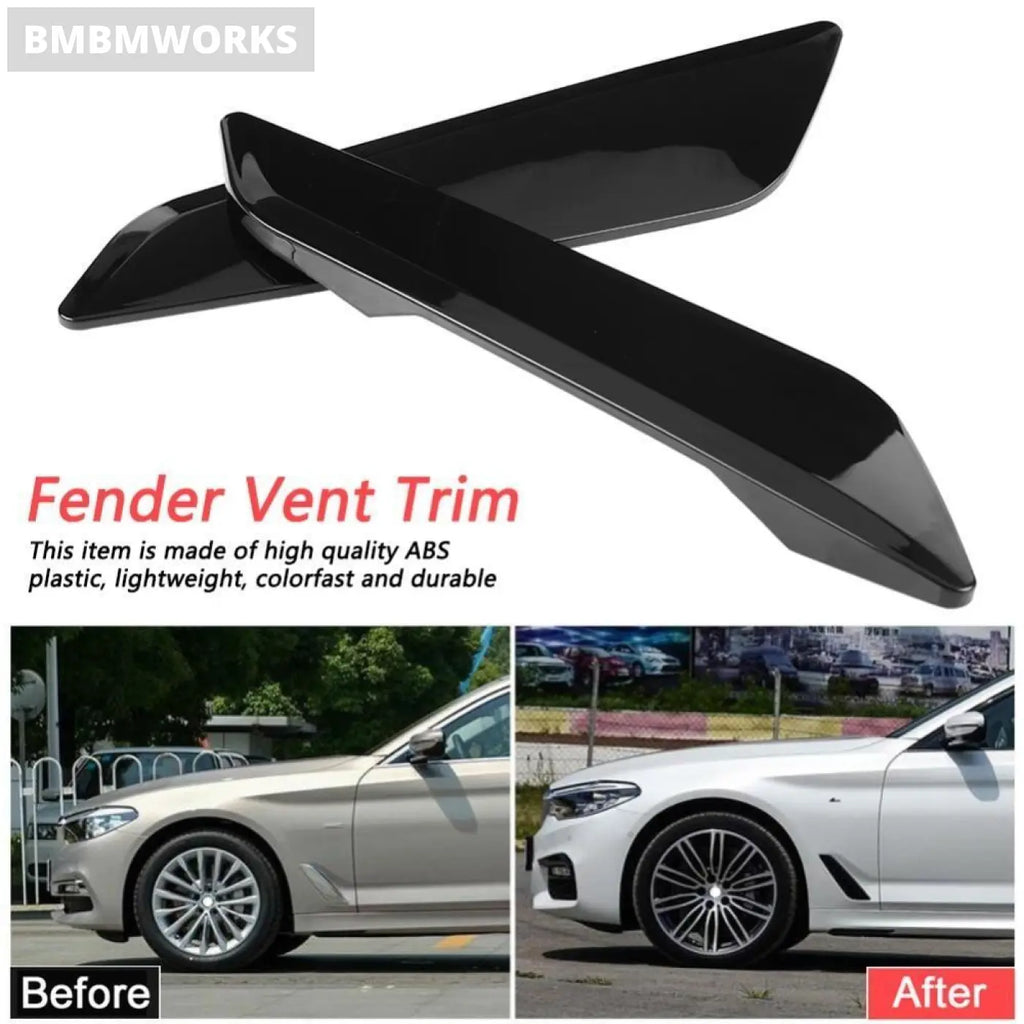 2Pcs Gloss Black Bmw 5 Series G30 G31 Fender Side Air Vent Outlet Cover Trim