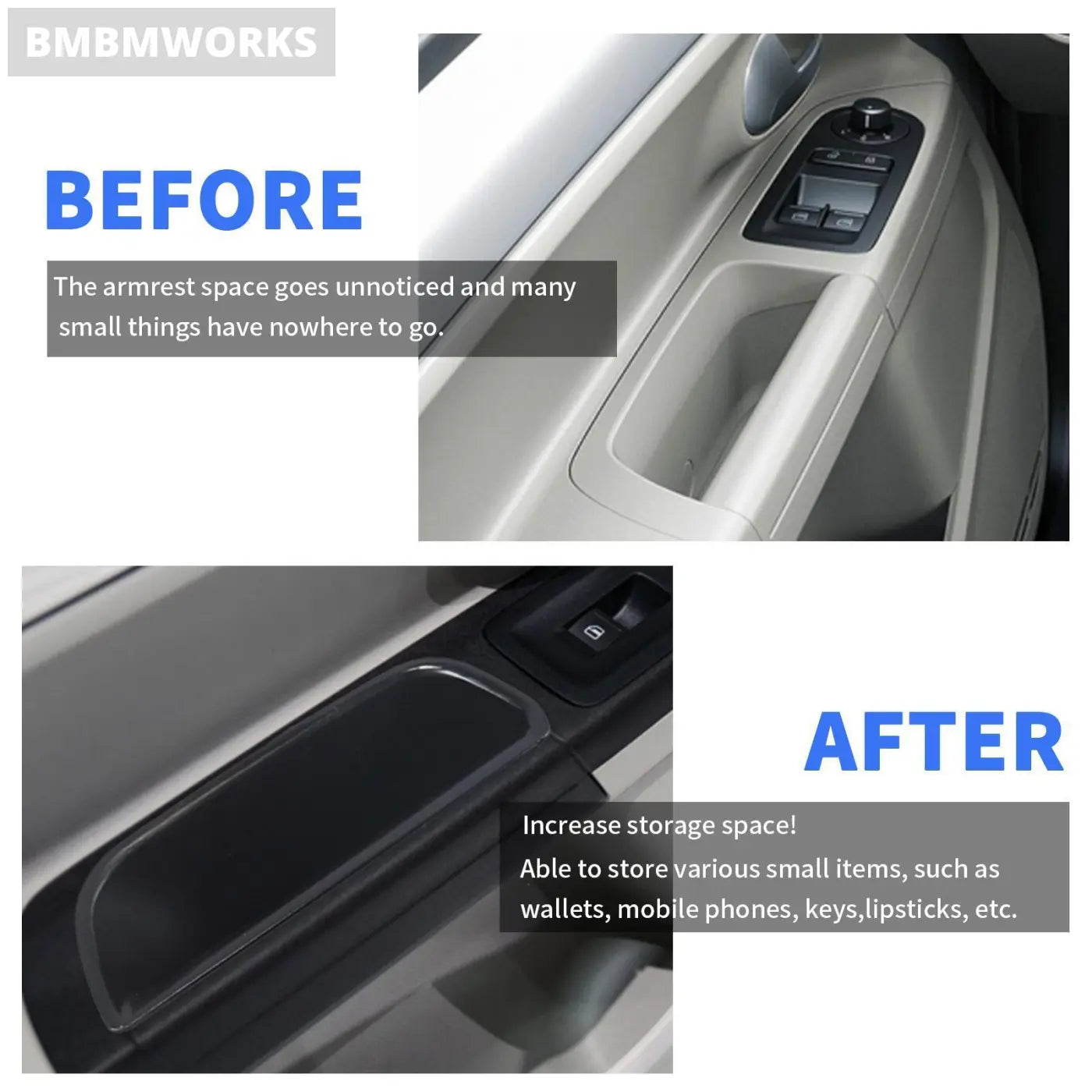 2Pcs Interior Front Door Side Storage Skoda Citigo 2013-2019 Vw Up Seat Mii