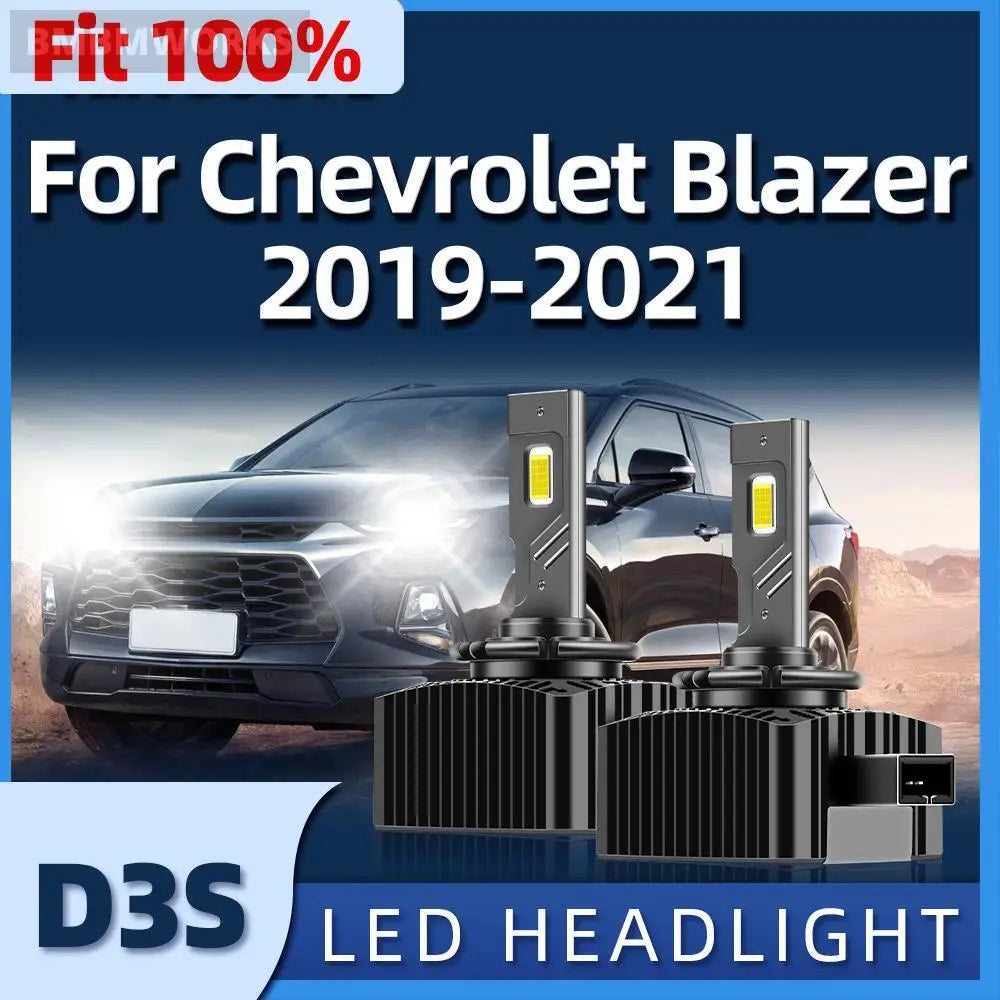 2Pcs Led 40000Lm D3S 110W Bulb 6000K Hid Xenons Light Chevrolet Blazer 2019-2021
