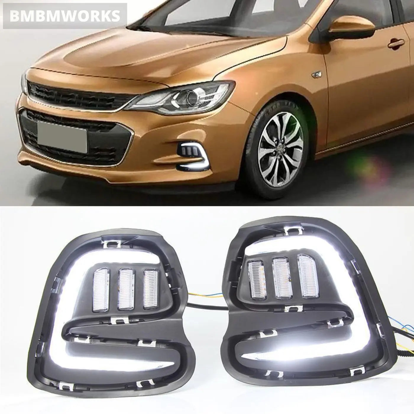 2Pcs Led Daytime Running Lights Turn Signal Fog Lamp Chevrolet Cavalier 2016-19
