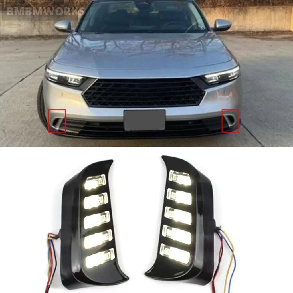 2Pcs Led Fog Lamp Daytime Running Light Turn Signal Honda Accord 11Th 2023-24