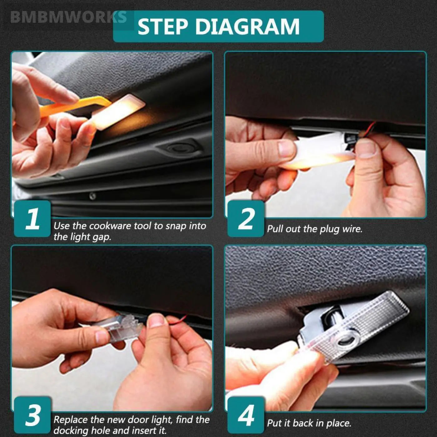 2Pcs Led Ghost Shadow Welcome Door Lights Saab 93 9-3 2003 - 2009