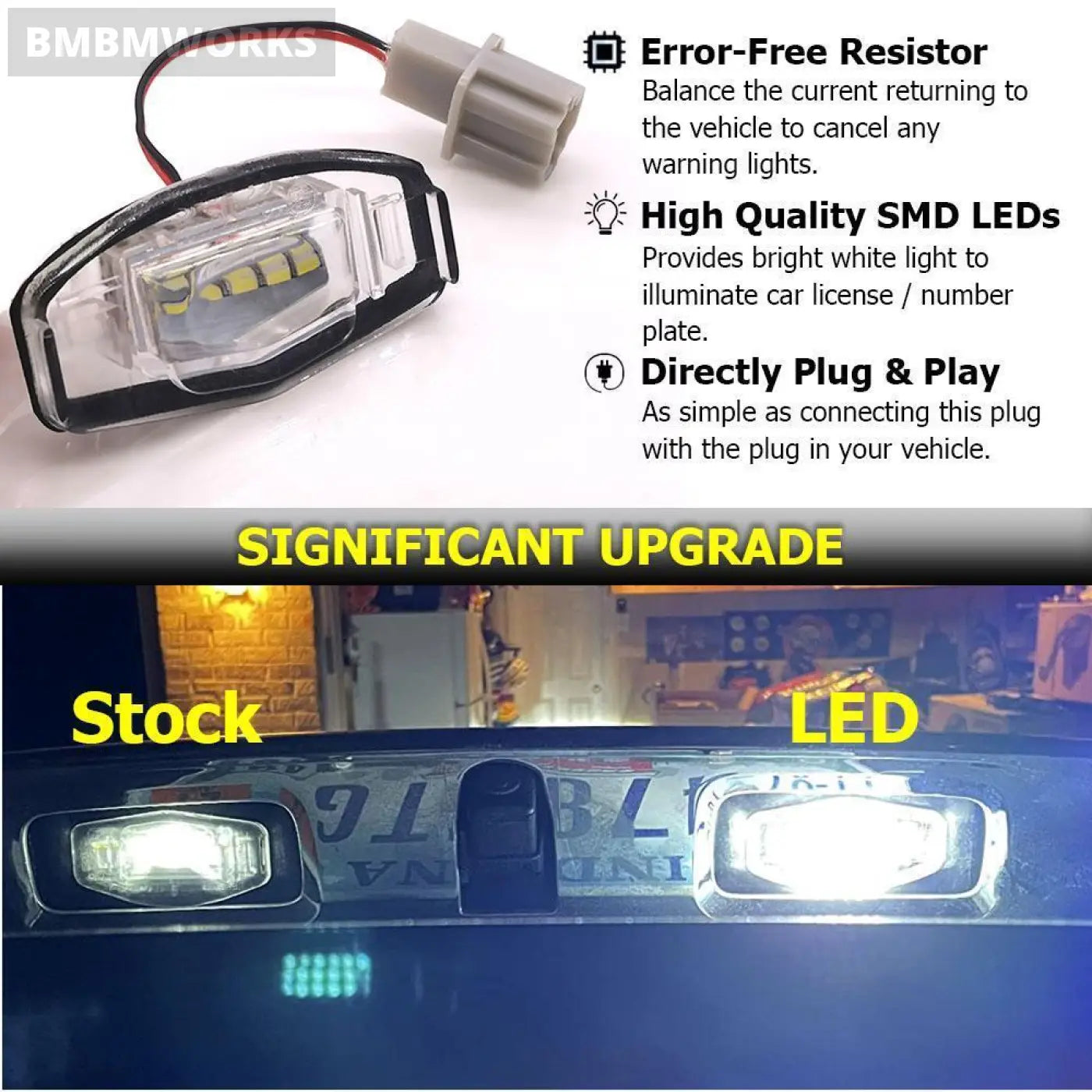 2Pcs Led License Plate Light Acura Mdx Rl Tl Tsx Rdx Ilx 2001-2018 Honda Civic 7