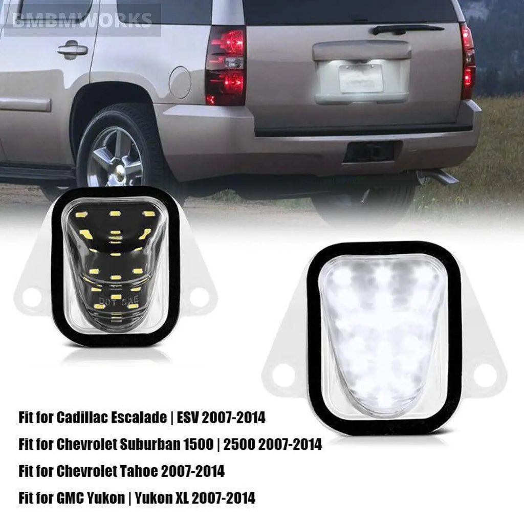 2Pcs Led License Plate Light Cadillac Suburban 1500 2500 Chevrolet Tahoe Gmc7-14