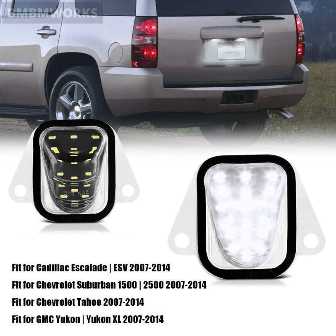 2Pcs Led License Plate Light Cadillac Suburban 1500 2500 Chevrolet Tahoe Gmc7-14